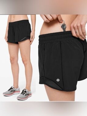 Lululemon Black Hotty Hot Low Rise Short V2 Long 4” Inseam 6